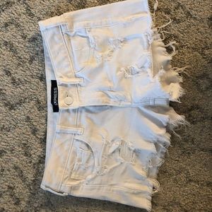 Express white denim shorts